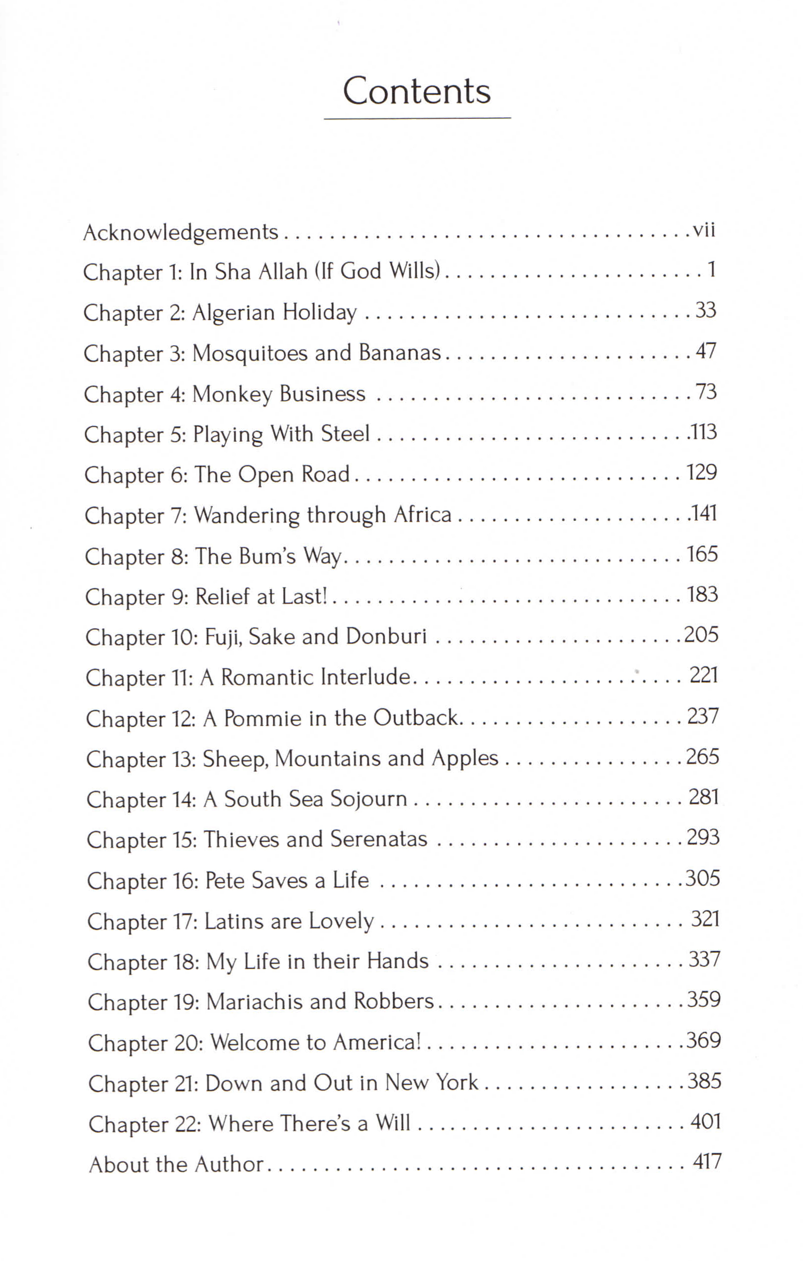 Table of contents of David's book.